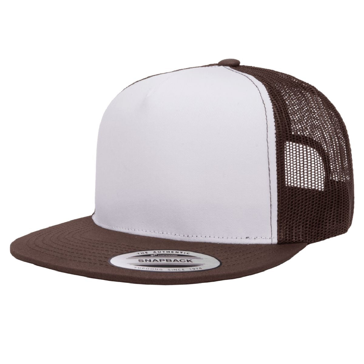 Yupoong 6006 Brown/White/Brown. Classic Trucker Snapback