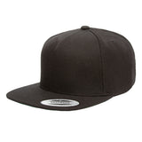 Yupoong 5089 Black. 5 Panel Snapback.