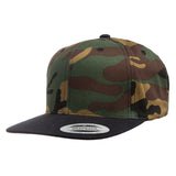 Yupoong 6089 Green Camo Crown/Black Visor. Classic Snapback