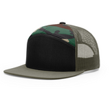 Richardson 168 Black/Camo/Loden Hi-Pro 7-Panel Trucker Snapback