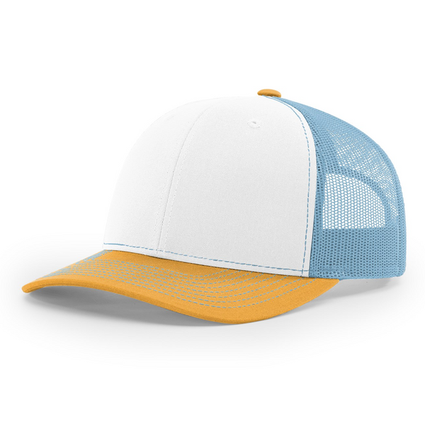 Richardson 112  White/ Columbia Blue/Yellow Trucker Snapback