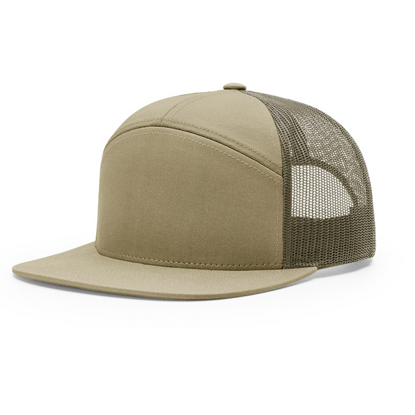 Richardson 168 Pale Khaki/Loden Green Hi-Pro 7-Panel Trucker Snapback