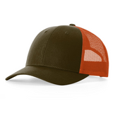 Add Richardson 115 Dark Loden/Jaffa Orange Low Pro Trucker Snapback