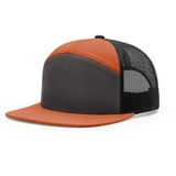 Richardson 168 Charcoal/Burnt Orange/Black Hi-Pro 7-Panel Trucker Snapback