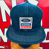 FORD NEW HOLLAND. Vintage K-Products Denim Trucker Snapback