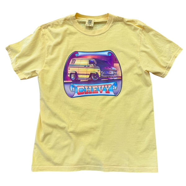 CHEVY VAN. NOS Vintage Transfer + Butter Comfort Colors 1717. Adult Large