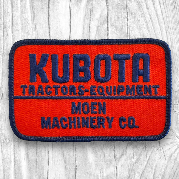 KUBOTA TRACTORS-EQUIPMENT. MOEN MACHINERY CO. Authentic Vintage Patch.