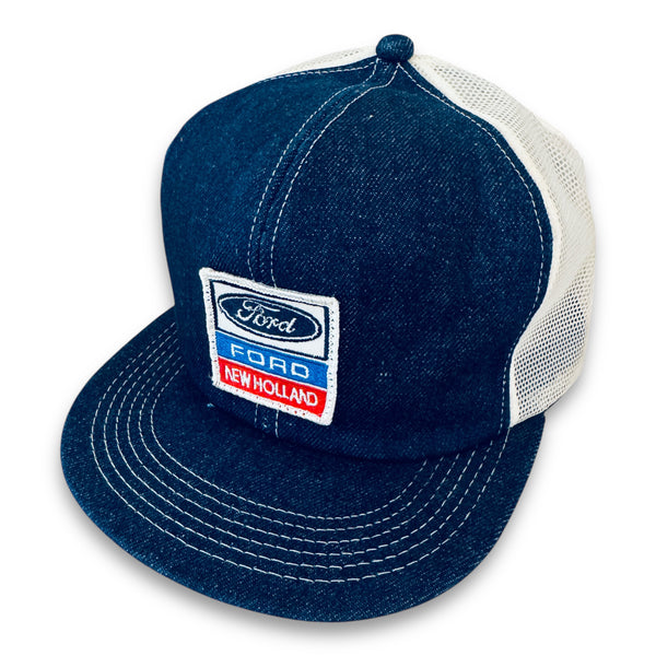 FORD NEW HOLLAND. Vintage K-Products Denim Trucker Snapback