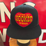 I LOVE MY HOOKER HEADERS Vintage Patch + Yupoong 6006 Snapback