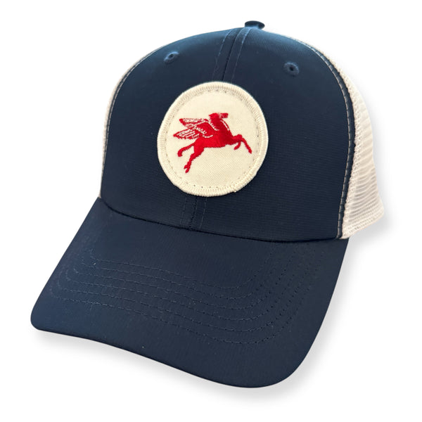 Mobil Pegasus + Imperial. Navy/White. X210SM. The Original Sport Mesh Cap