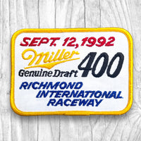 Miller Genuine Draft 400. Richmond International Raceway - 1992. Authentic Vintage Patch