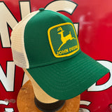 JOHN DEERE Vintage Patch + New Era 9FORTY Green/White Cap