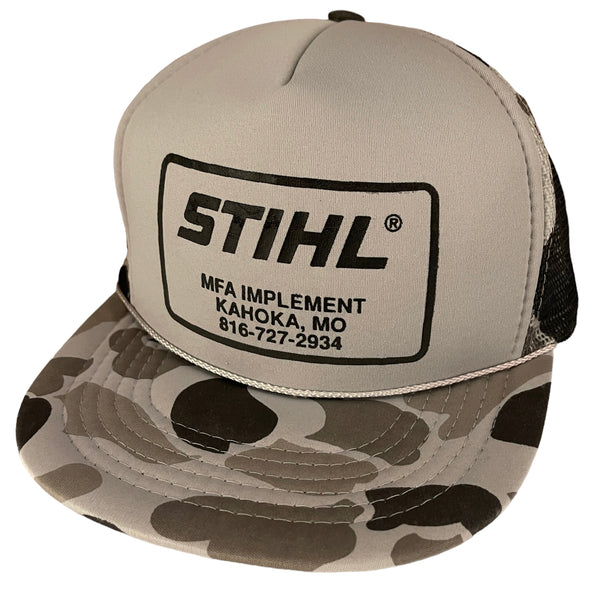 STIHL. MFA IMPLEMENT. KAHOKA, MO. Authentic Vintage Trucker Foam Camo