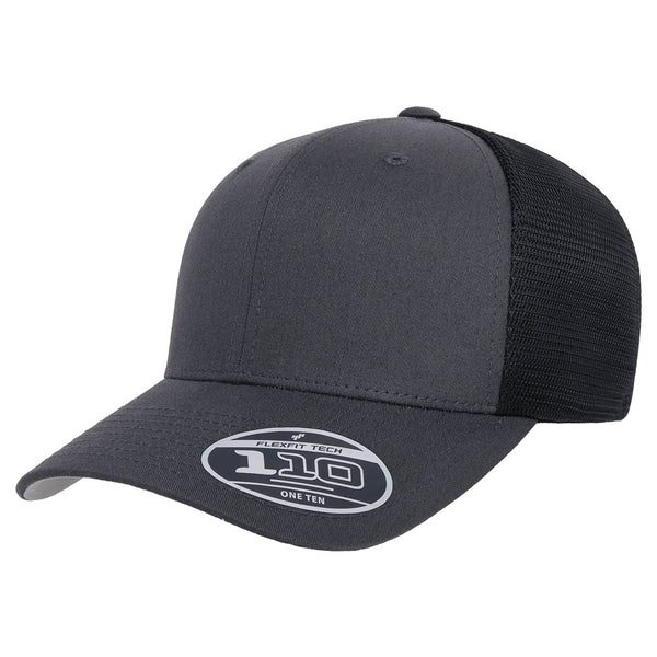Flexfit 110. Charcoal/Black Mesh Snapback – Megadeluxe