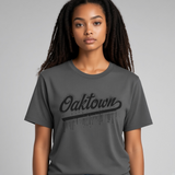 Oaktown Spray Paint – Oakland Street Art Graphic Tee – Asphalt Gray