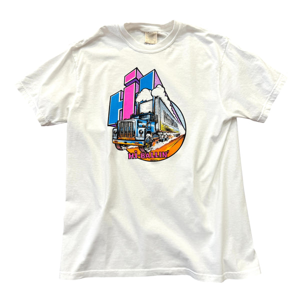 IH. HI-BALLIN’ - NOS Vintage Transfer + White Comfort Colors 1717. Adult Large