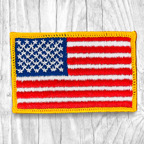 American Flag. Yellow Border. Vintage Patch