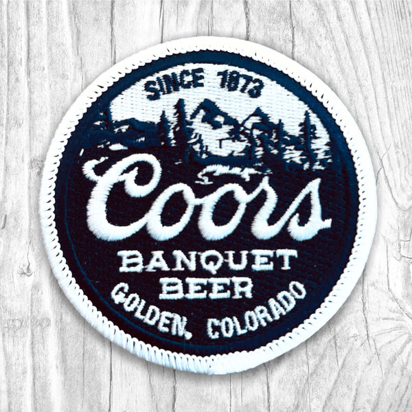 Coors Banquet Beer. Golden, Colorado. Authentic Vintage Patch. White/Dark Navy