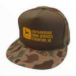 John Deere. Shenandoah Farm Services. Staunton, VA. Foam Vintage Trucker Snapback