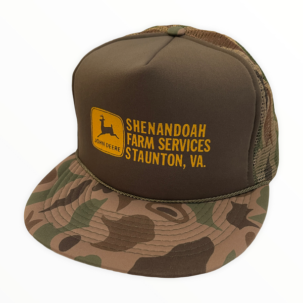 John Deere. Shenandoah Farm Services. Staunton, VA. Foam Vintage Trucker Snapback