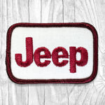 Jeep. Authentic Vintage Patch. Maroon & White.