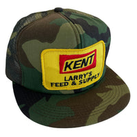 KENT. LARRY'S FEED & SUPPLY 100% Vintage K-Products Camo Trucker Snapback