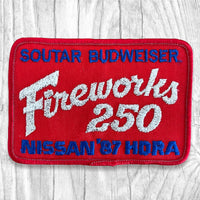 FIREWORKS 250. SOUTAR BUDWEISER. NISSAN ‘87 HYDRA. Authentic Vintage Patch